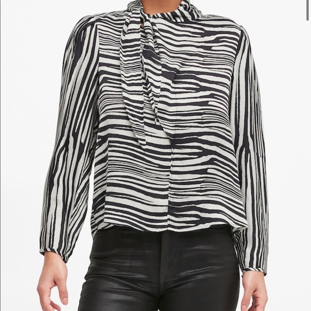 Banana Republic  Tied Mock Neck Blouse